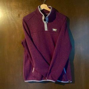 LL Bean Maroon Sweater Pullover with Snaps